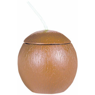Plastic Coconut Cup w/Straw