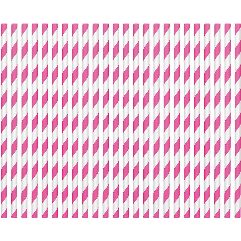 Bright Pink Paper Straws (80ct)