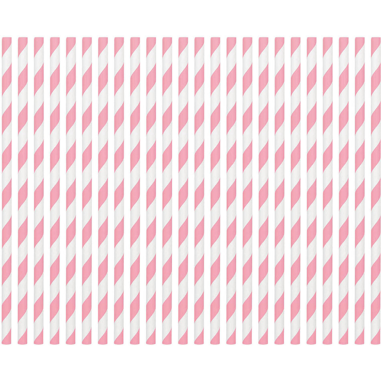 New Pink Striped Straws Paper 80 ct