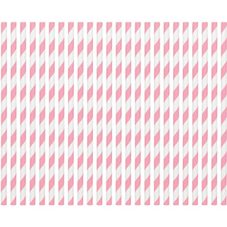 New Pink Striped Straws Paper 80 ct
