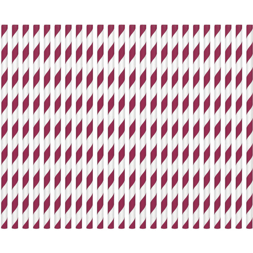 Berry Striped Straws Paper 80 ct