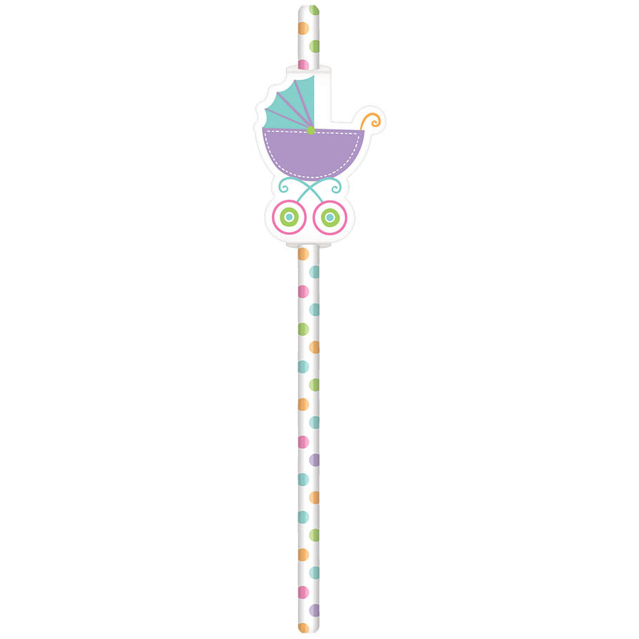 Neutral Colors Baby Shower Straws (12ct)
