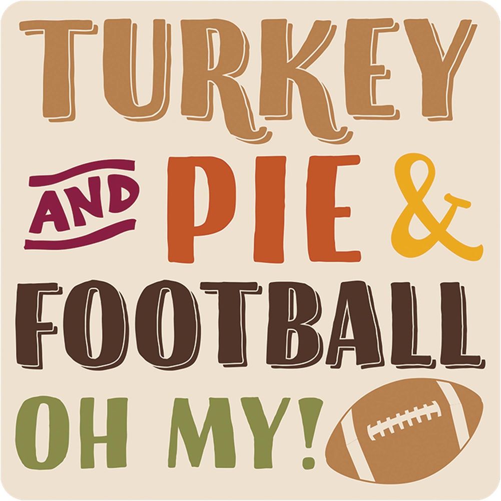Turkey, Pie, Football Printed Coasters (18ct)