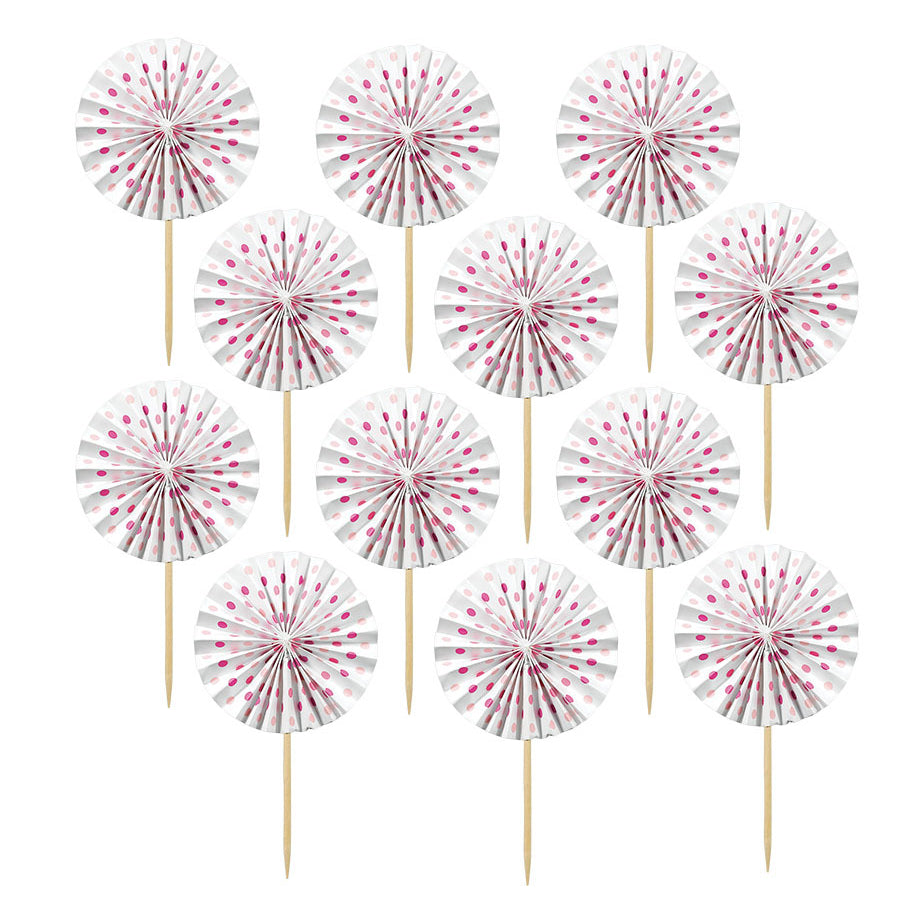 Pink Paper Fan Pick (12ct)