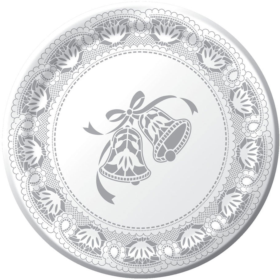 Silver Lace Wedding Dessert Plates (8ct)