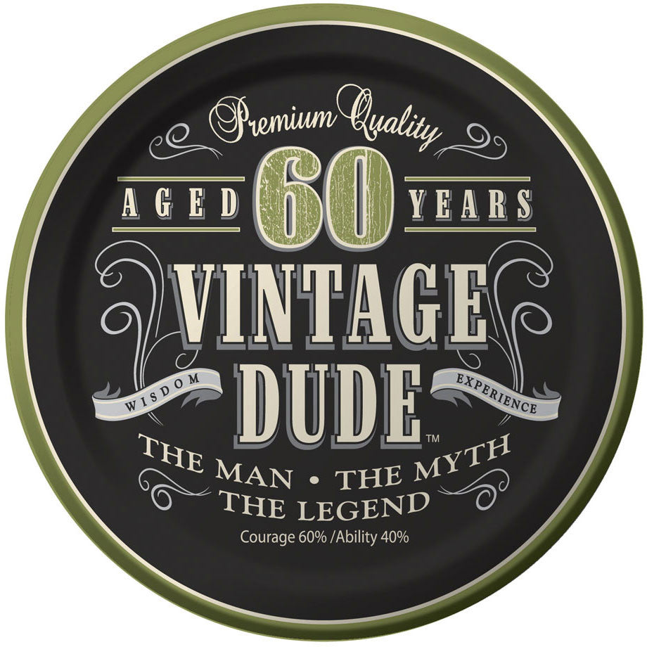 60 Vintage Dude Dessert Plates (8ct)
