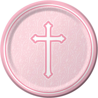 Faith Pink Dessert Plates (8ct)