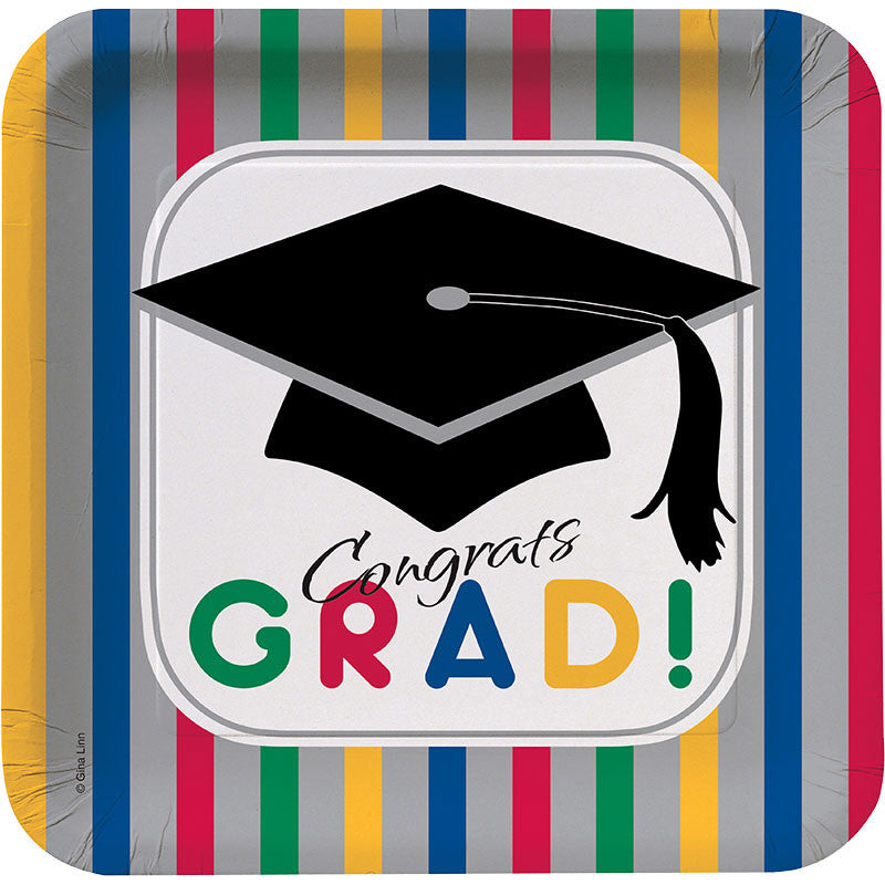 Graduation Stripes Dessert Plates (8ct)