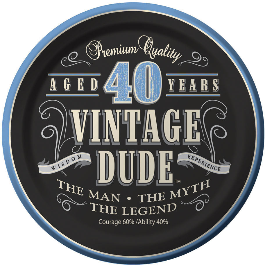 40 Vintage Dude Dessert Plates (8ct)