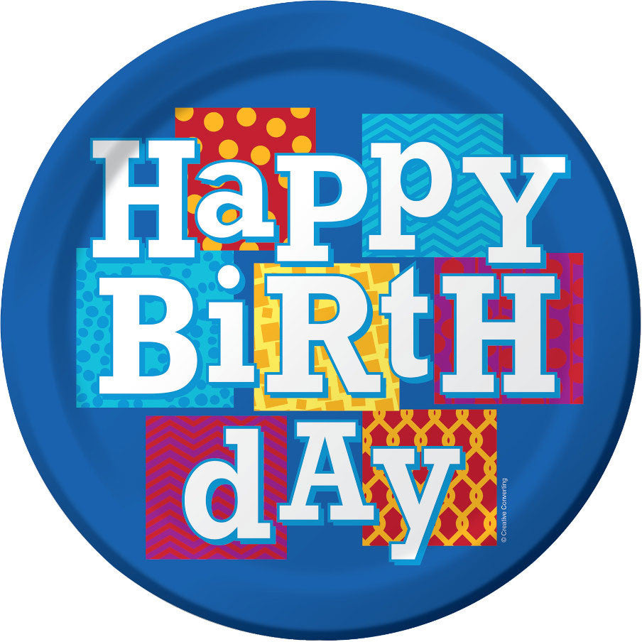 Happy Birthday Blocks Dessert Plates (8ct)