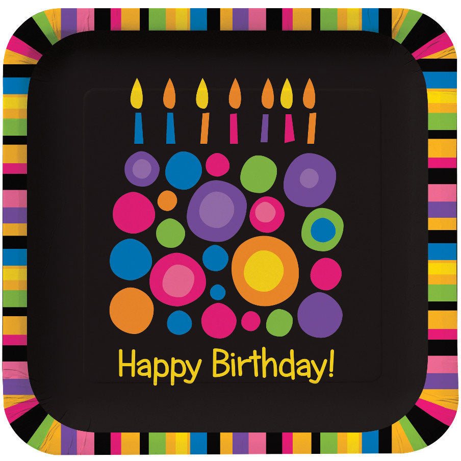 Birthday Cake Dots Dinner Plates (8ct)