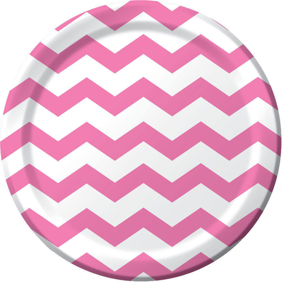 Candy Pink Chevron Dinner Plates (8ct)