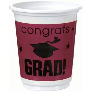 Congrats Grad Berry Plastic 12 oz Cups