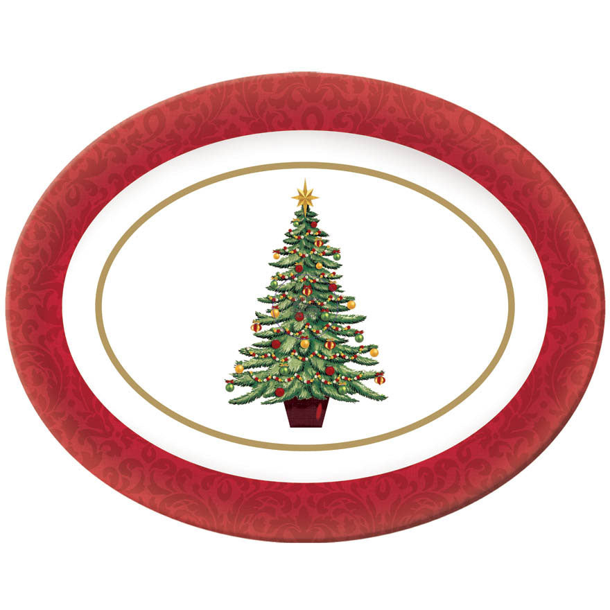 Classic Christmas Tree Oval Melamine Platter