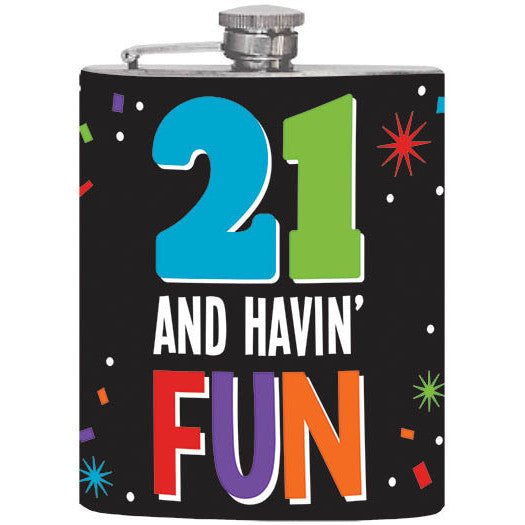 21st Brilliant Birthday Metal Flask