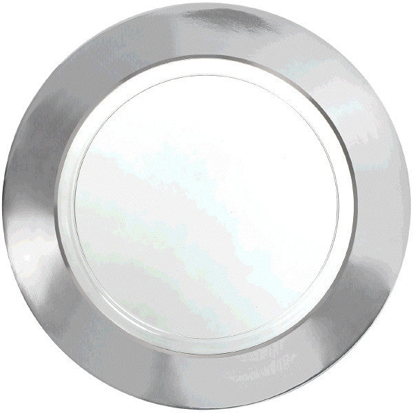 Silver Border Premium Plastic Banquet Plates (10ct)