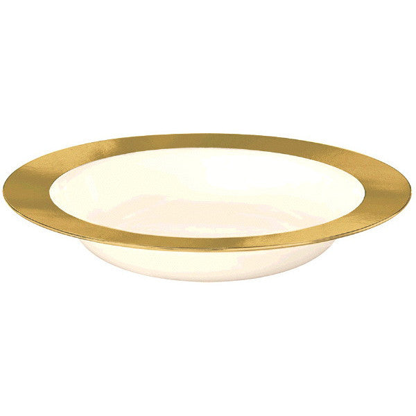 Gold Border Premium Plastic Cream 12oz Bowl (10ct)