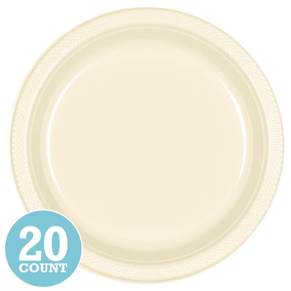 Vanilla Creme Plastic Banquet Plates (20ct)
