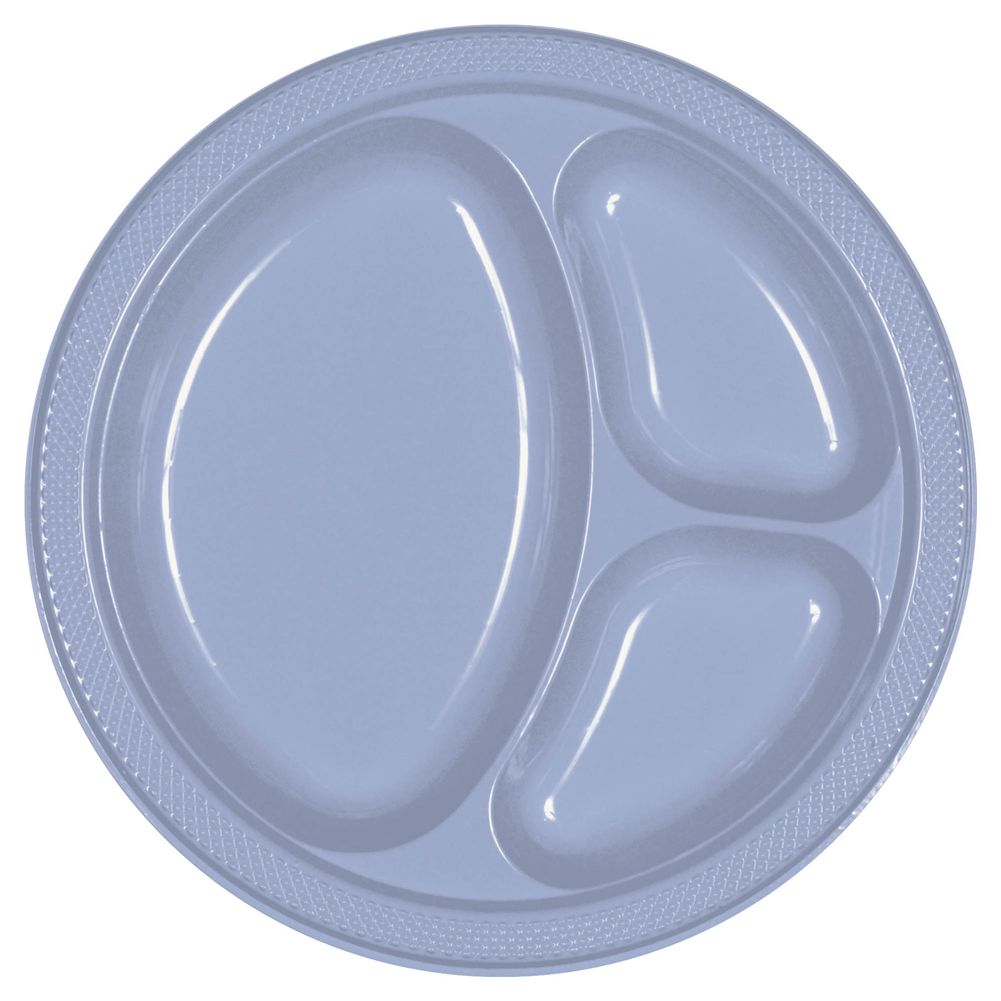 Pastel Blue Divided Plastic Banquet Plates (20ct)