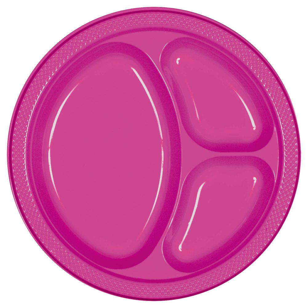 Magenta Divided Plastic Banquet Plates (20ct)