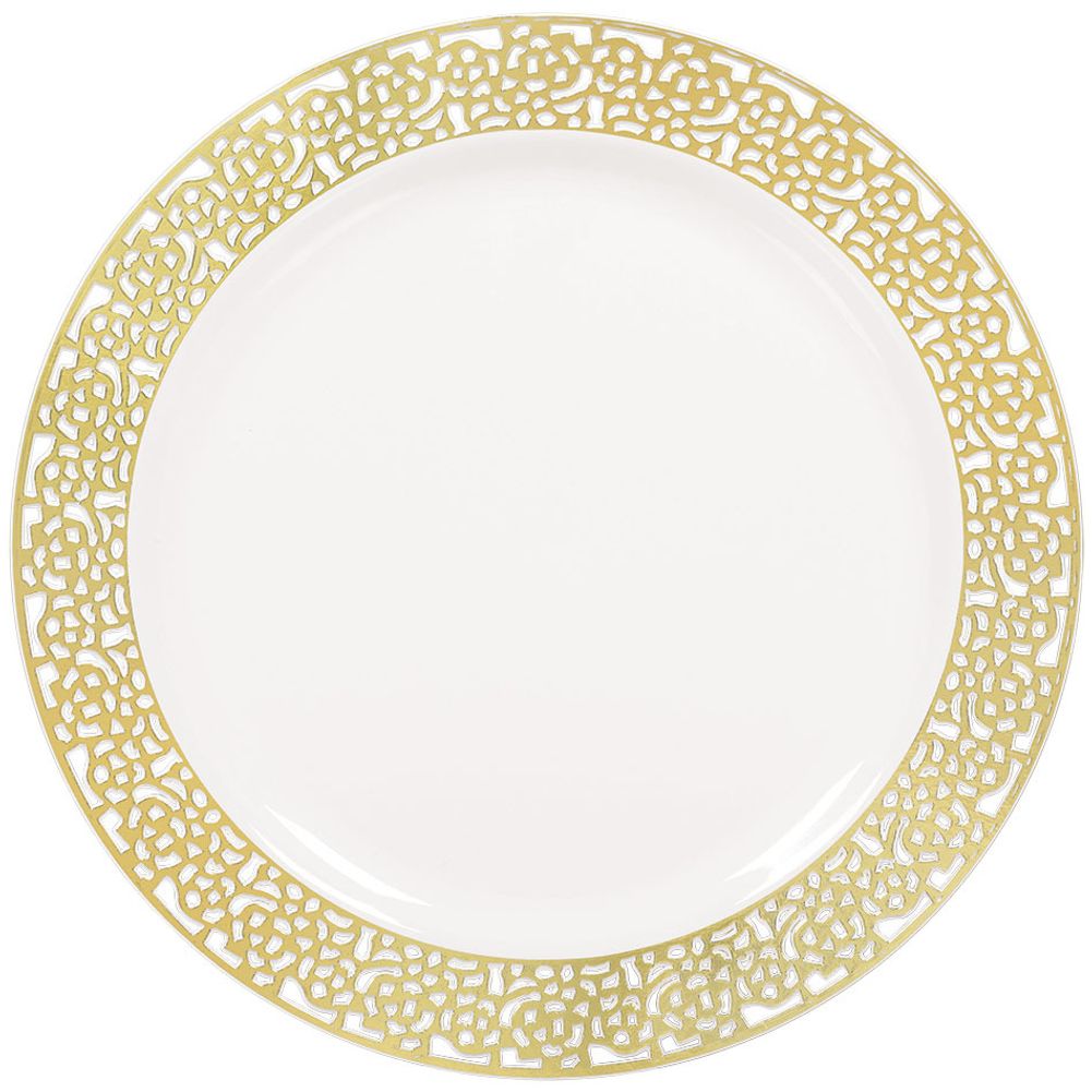 Gold Laced White Plastic Dessert Plates (20 ct)