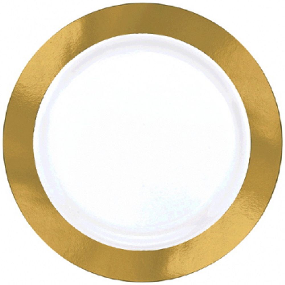 Gold Border Premium Plastic Appetizer Plates (10ct)