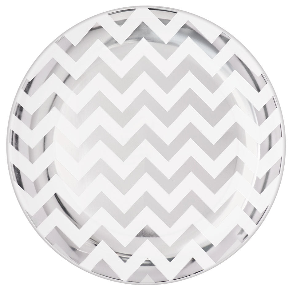 Silver Chevron Dessert Plates (20 ct)