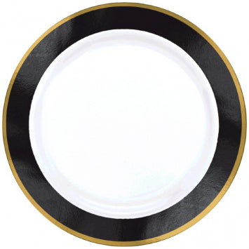 Black & Gold Border Premium Plastic Banquet Plates (10ct)