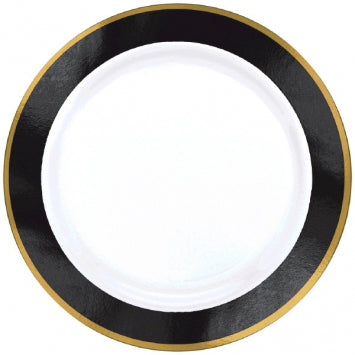 Black & Gold Border Premium Plastic Lunch Plates (10ct)