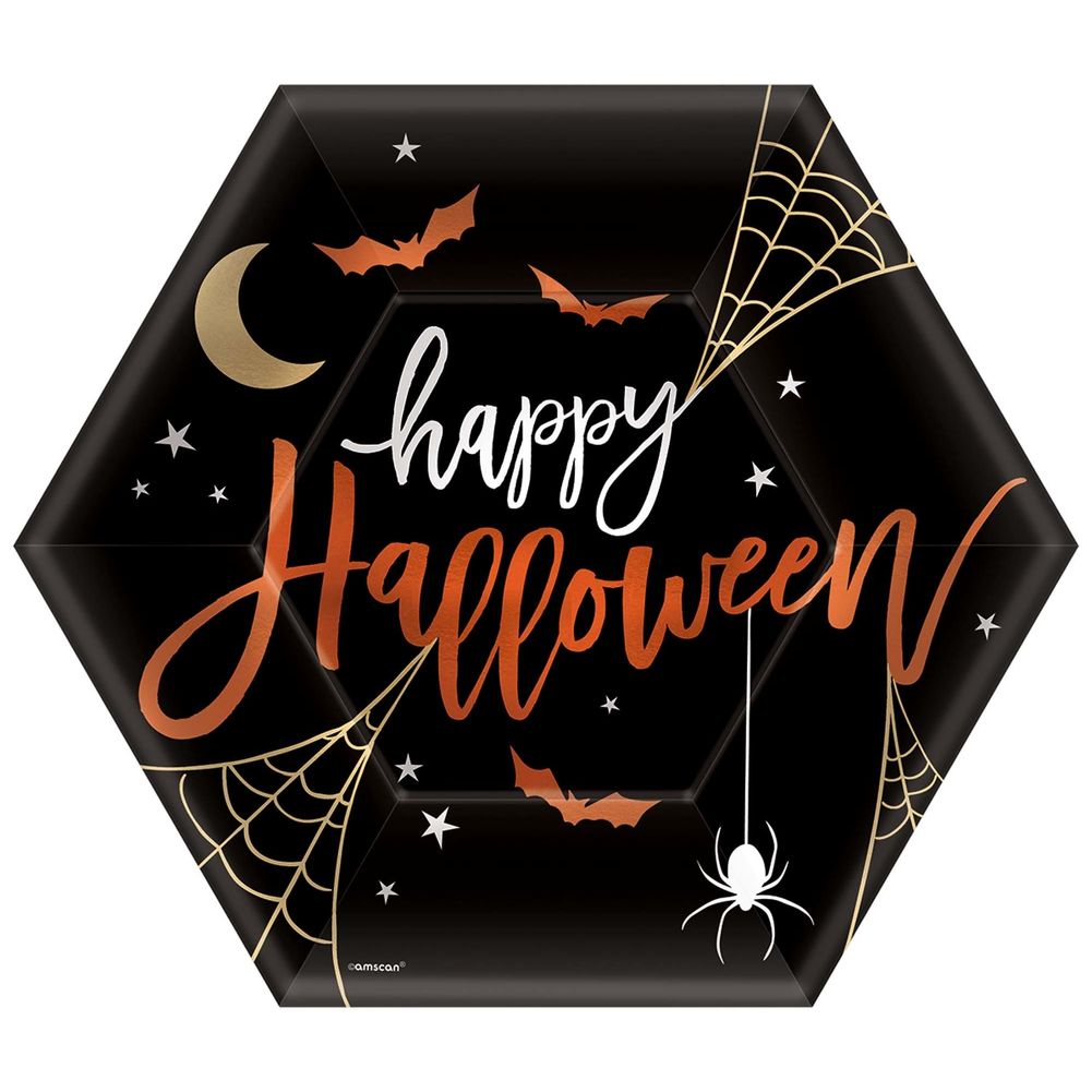 Happy Halloween Paper Hexagon Dinner Plates (8 ct)