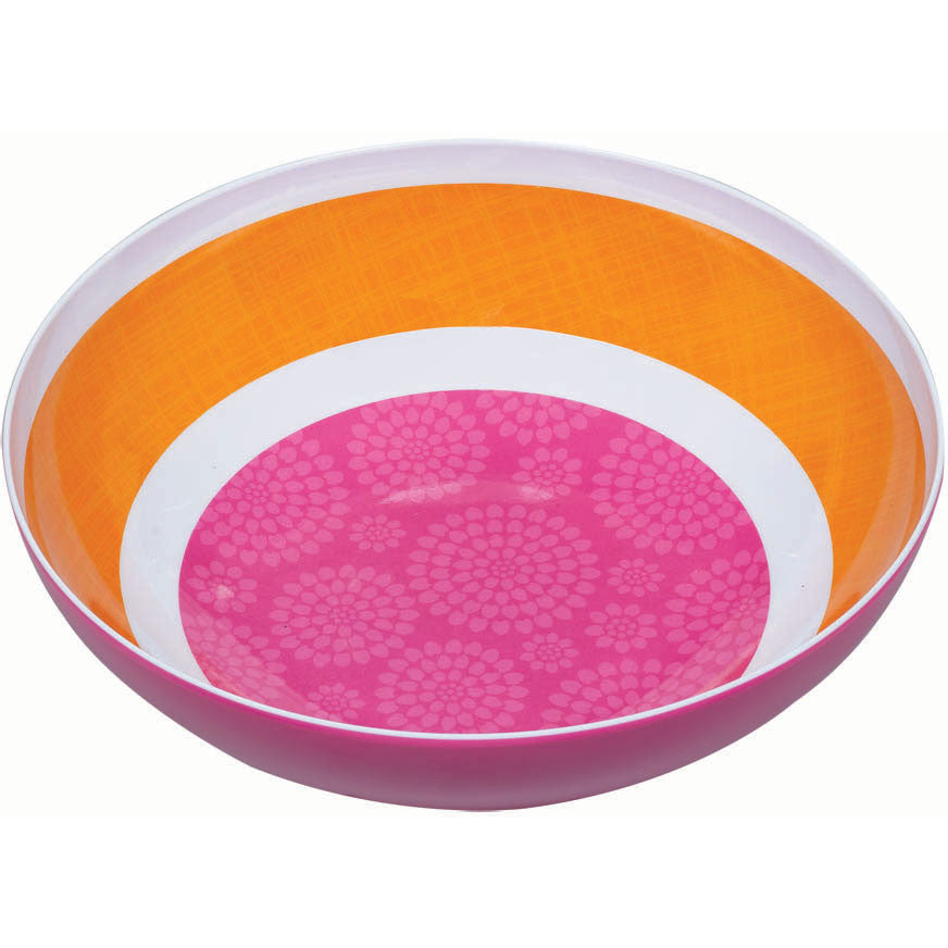Large Round Printed Bowl - Prink and Orange