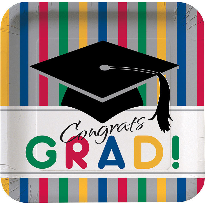 Graduation Stripes Banquet Plates (8ct)