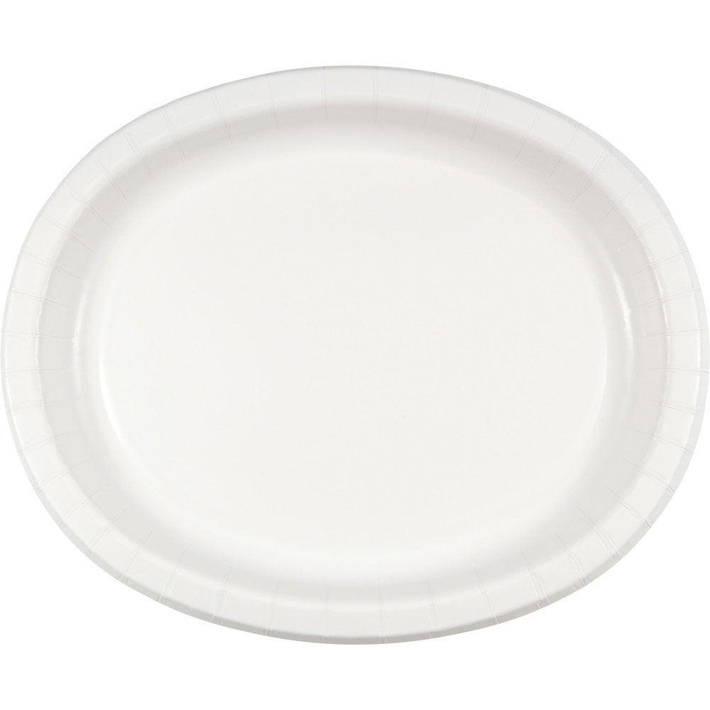 White Oval Banquet Plates (8ct)