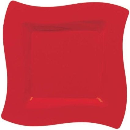 Red Wavy Square Plate
