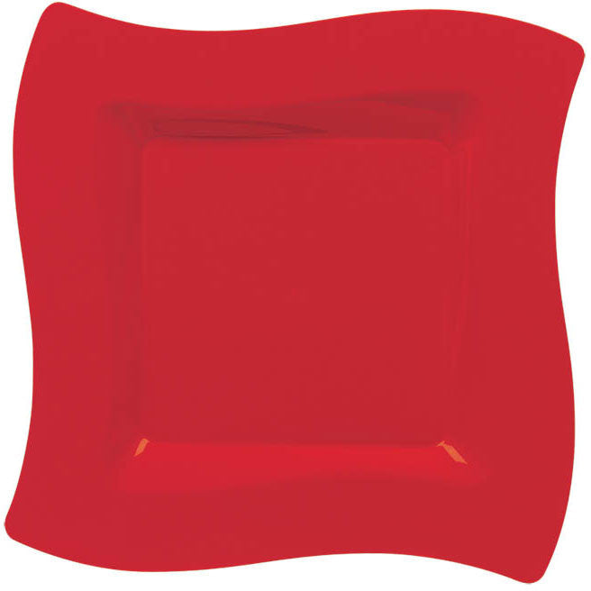Red Wavy Square Plate, 6.5"