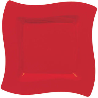 Red Wavy Square Plate, 6.5