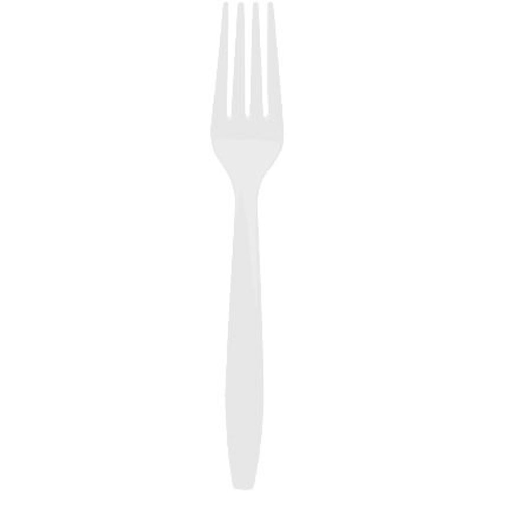 Frosty White Big Party Pack Box Mid Weight Plastic Fork 100 ct