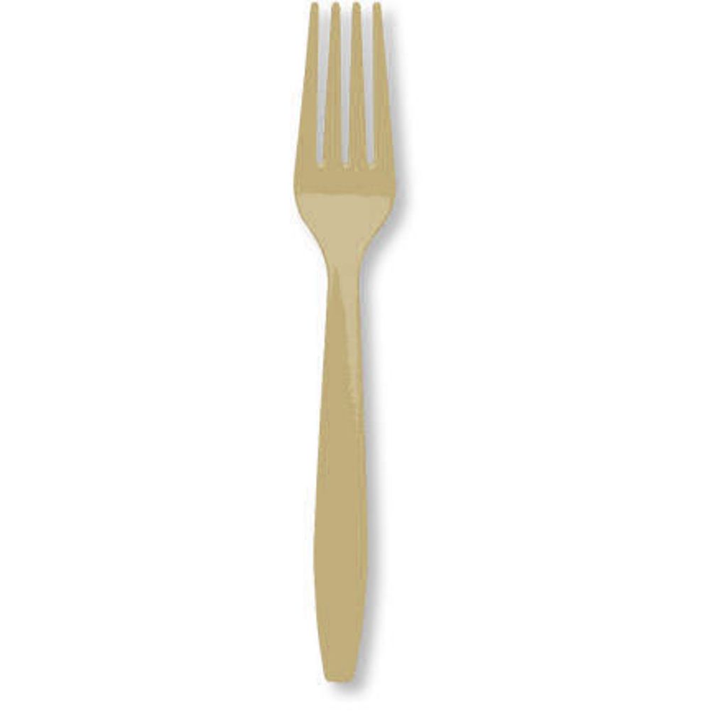 Gold Big Party Pack Box Mid Weight Plastic Fork 100 ct