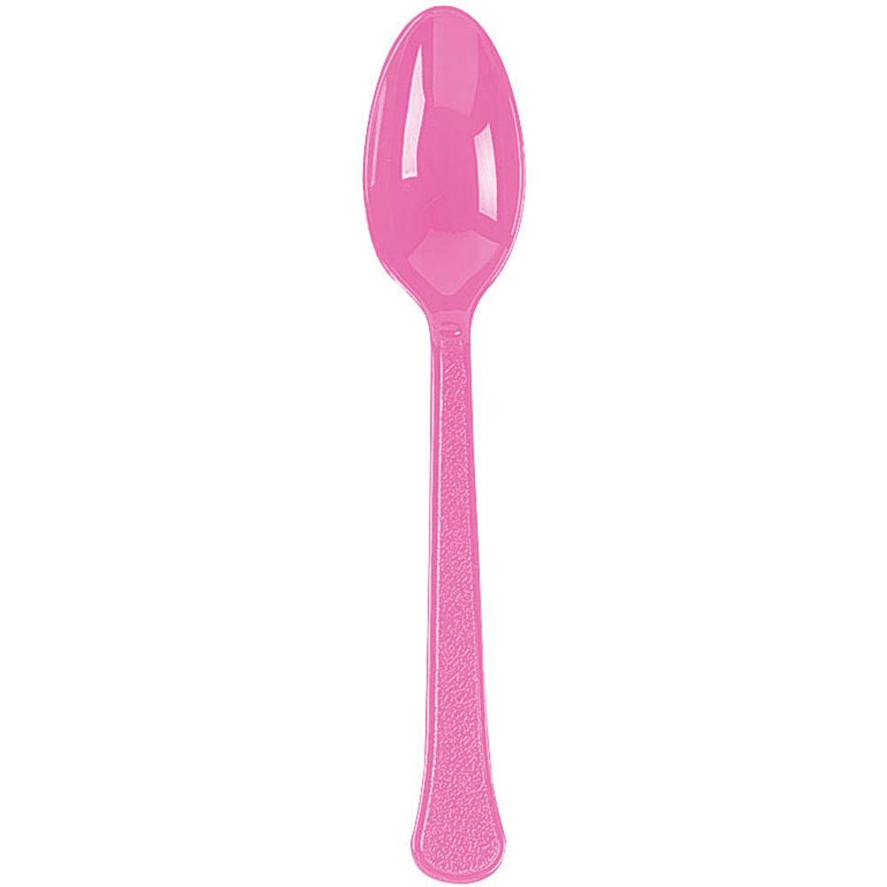 Bright Pink Premium Plastic Spoons (100ct)