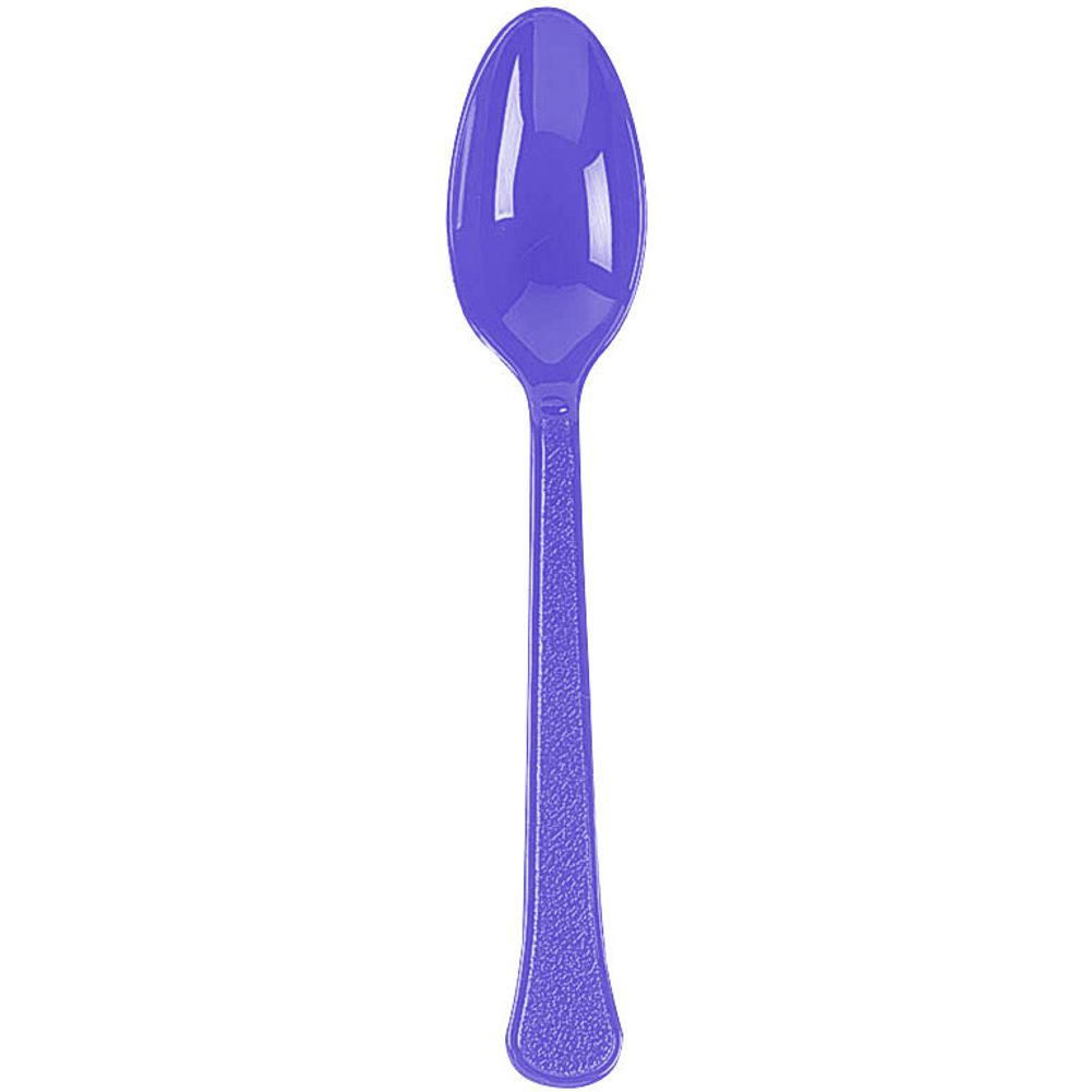 New Purple Big Party Pack Box Mid Weight Plastic Spoon 100 ct