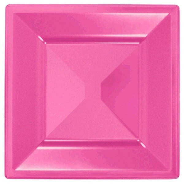 Plastic Bright Pink Square Dessert Plate (10 ct)