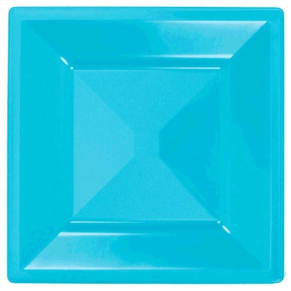 Plastic Caribbean Blue Square Dessert Plate (10 ct)