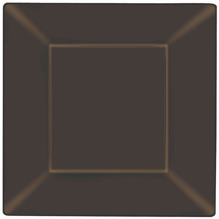 Chocolate Brown Plastic Square Banquet Plates (10ct)