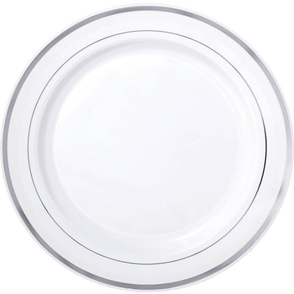 Metallic Silver Rim Dessert Plates