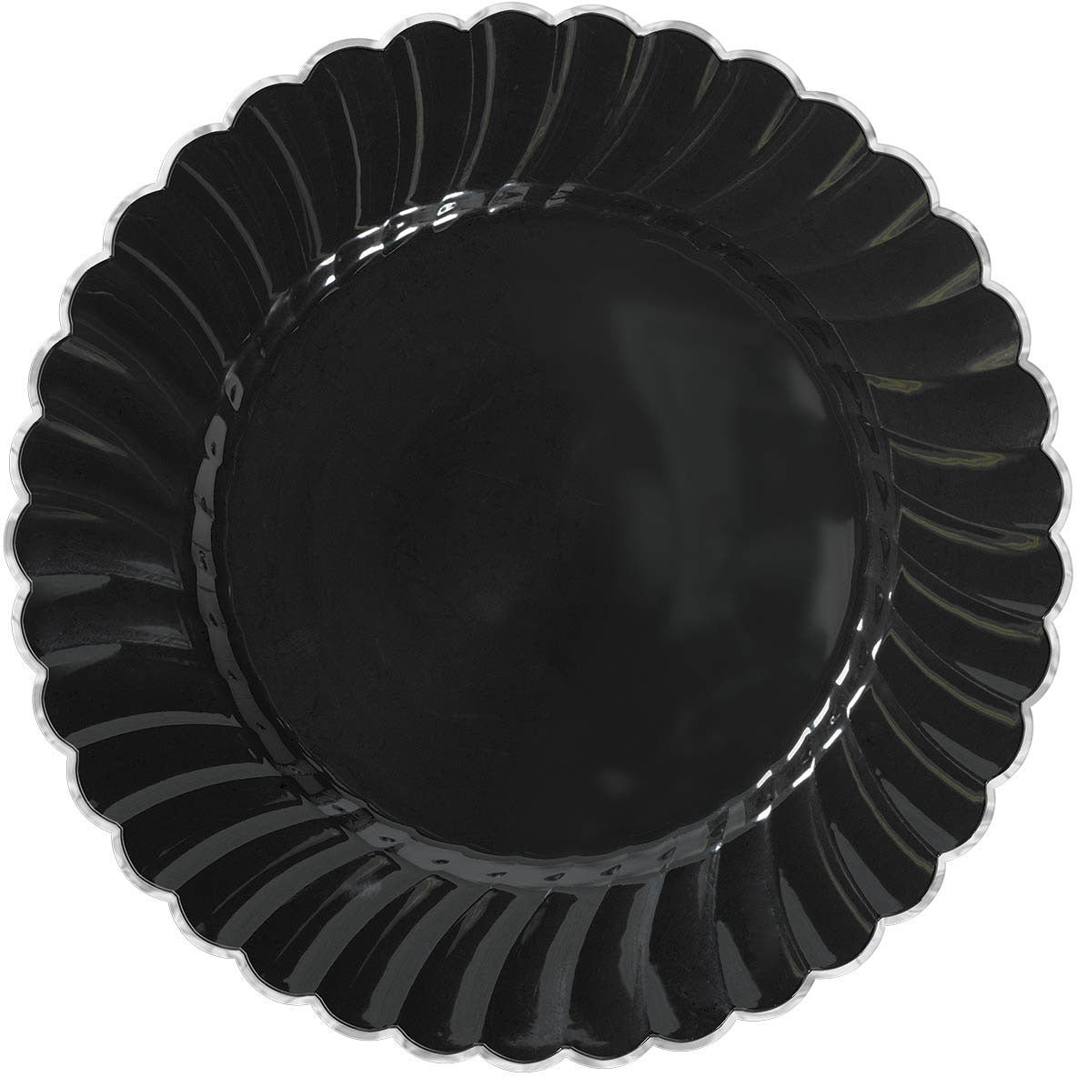 Plate 10" Scallop Metal Trim Black