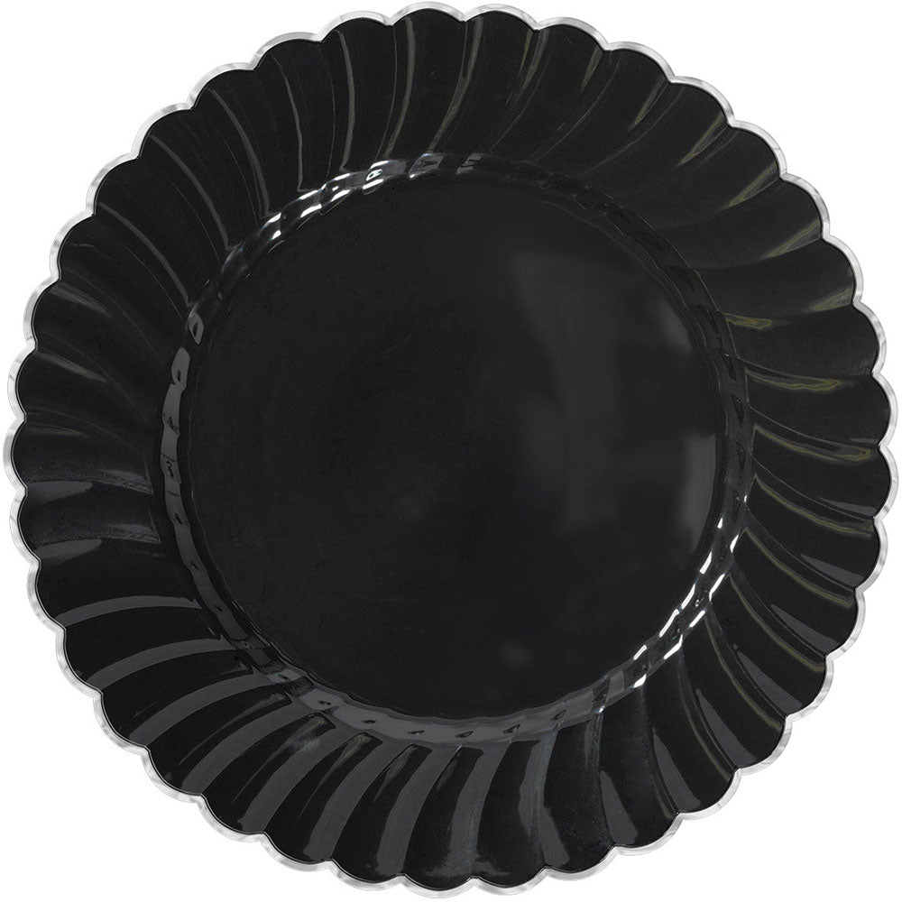 Plate 10" Scallop Metal Trim Black