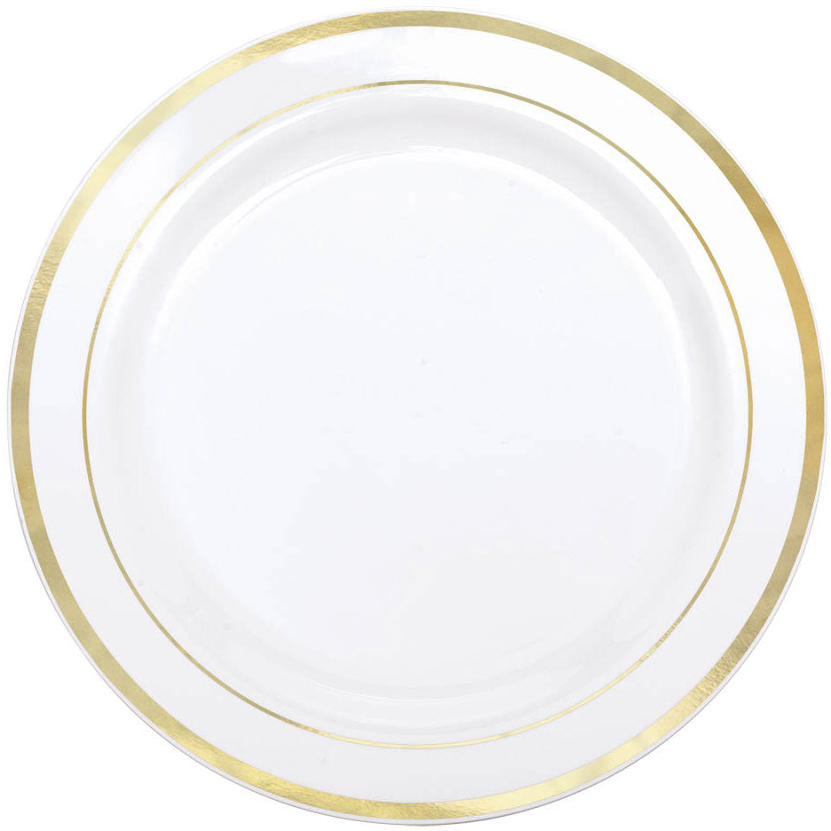 Plastic White and Gold Dessert Plates