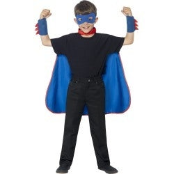 Super Hero Kit Blue with Cape Eye Mask and Cuffs