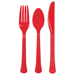 Apple Red Plastic Assorted Cutlery 24 ct
