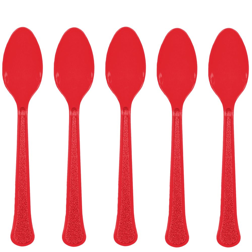 Apple Red Plastic Spoon 20 ct
